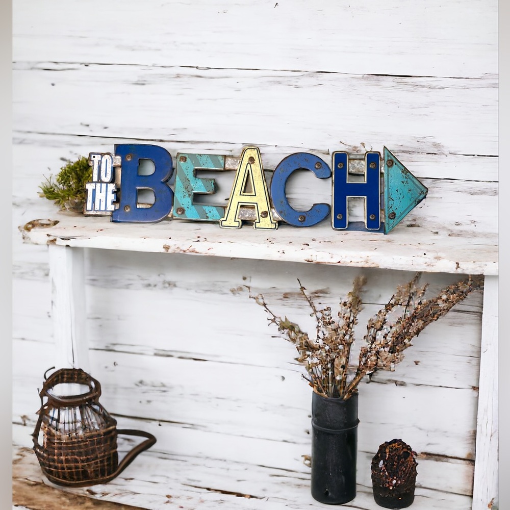 To The Beach sign metal
